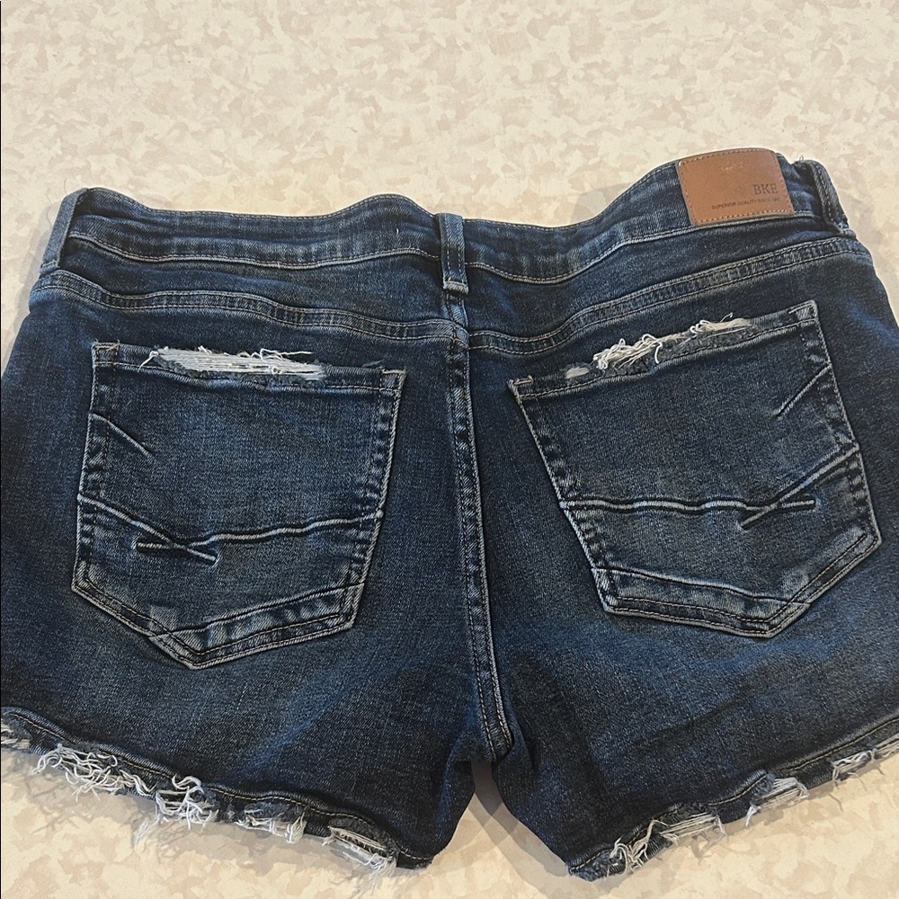BKE Women's Dark Wash Distressed Denim Shorts Sz 31